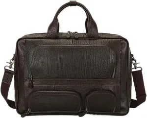 17 Inch Briefcase Men Laptop Bag with Leather Computer Compartment Weekender Overnight bag Carry-On Vintage Travel