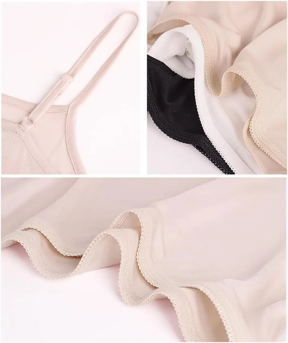 2Pack Women Pure Silk Knitted Underwear Soft Sexy Camisole Tank Top Summer Stretch Adjustble Strap No Pads