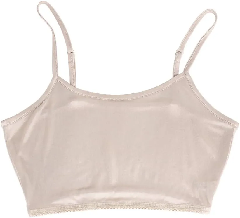 2Pack Women Pure Silk Knitted Underwear Soft Sexy Camisole Tank Top Summer Stretch Adjustble Strap No Pads