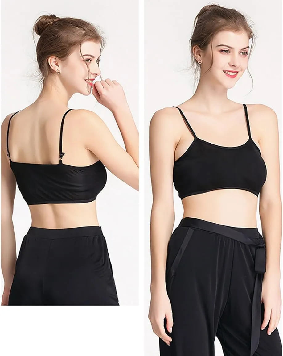 2Pack Women Pure Silk Knitted Underwear Soft Sexy Camisole Tank Top Summer Stretch Adjustble Strap No Pads