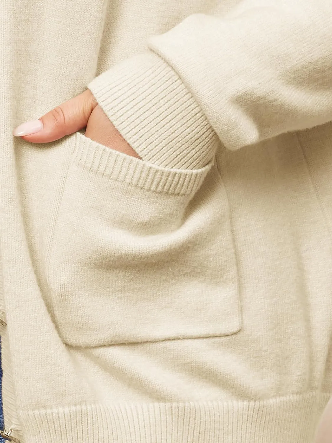 Agnes Orinda Cardigan Sweaters for Women Plus Size Long Sleeve Button Down Crew Neck Classic Sweater Knit Cardigans