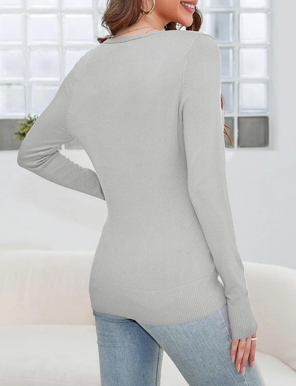 a.Jesdani Women's Button Down V Neck Long Sleeve Soft Cardigan Sweaters