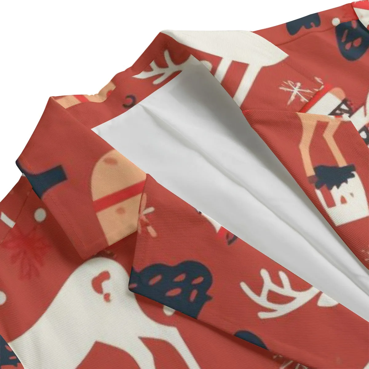 All-Over Print Women's Leisure Blazer | 245GSM Cotton, Christmas red and white