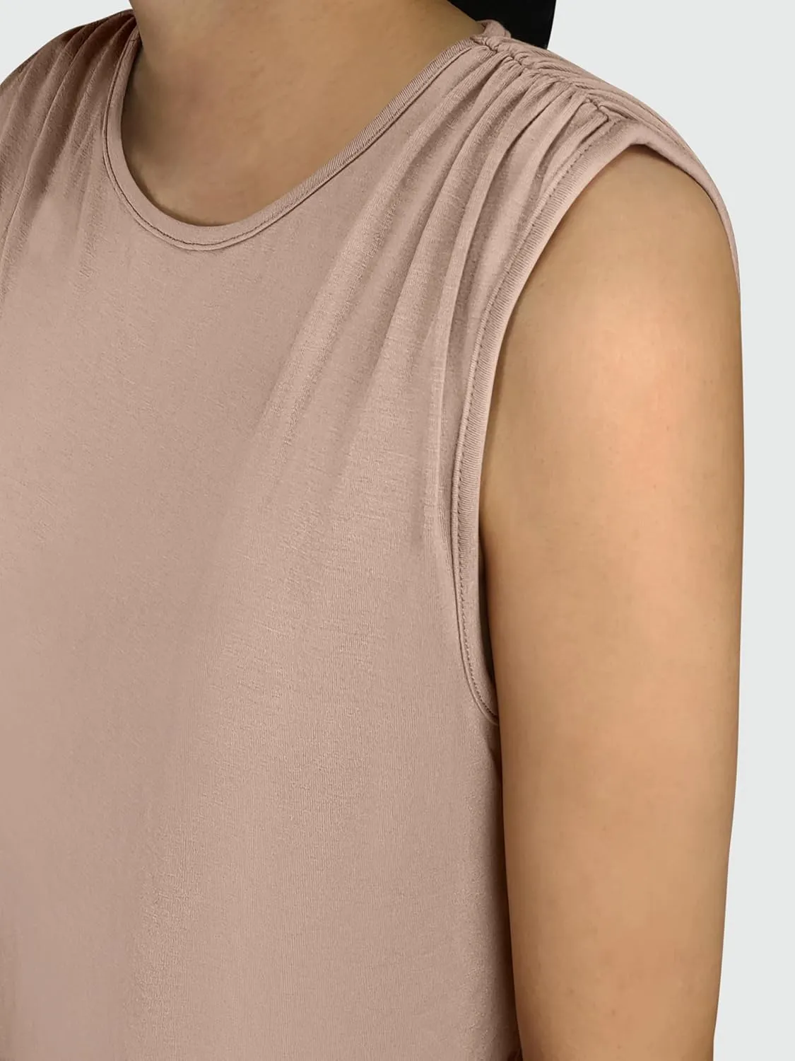 ANRABESS Womens Tank Top Crew Neck Ruched Sleeveless Basic Tanks Casual Summer Tops