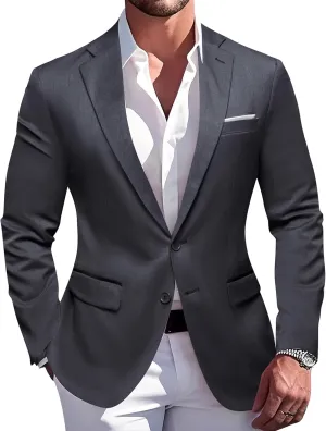 Barry.Wang Mens Casual Sport Coat Solid Blazer Tuxedo Suit Jacket Regular Fit Wedding Business Gift