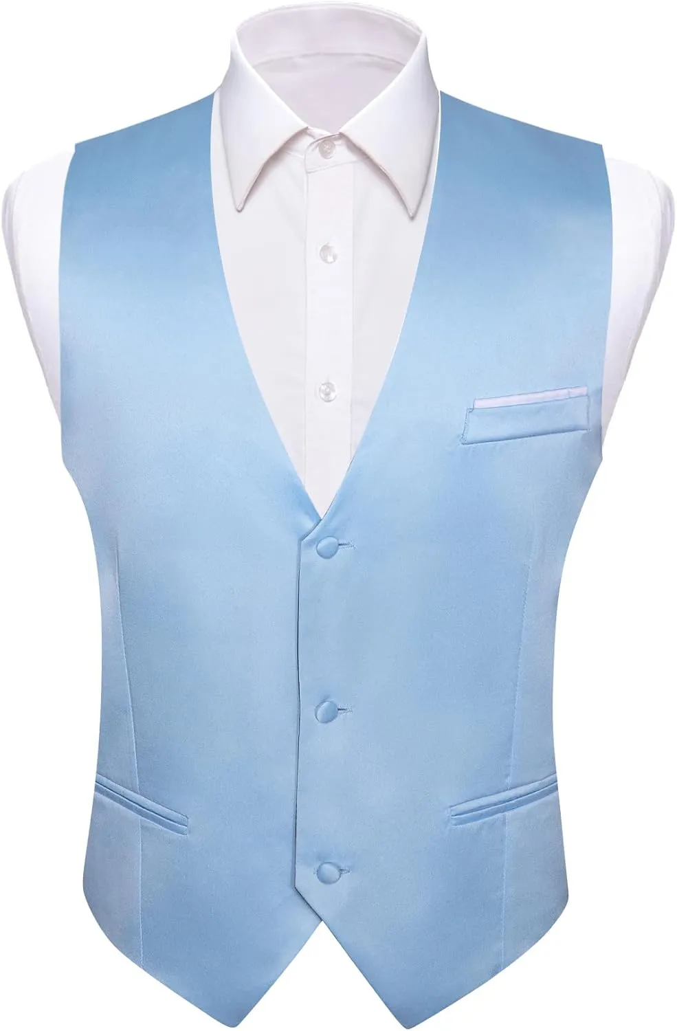Barry.Wang Mens Suit Vest Bow Tie Set 4PCS Formal V-neck Slim Fit Casual Solid Color Waistcoat Wedding Party Tuxedo