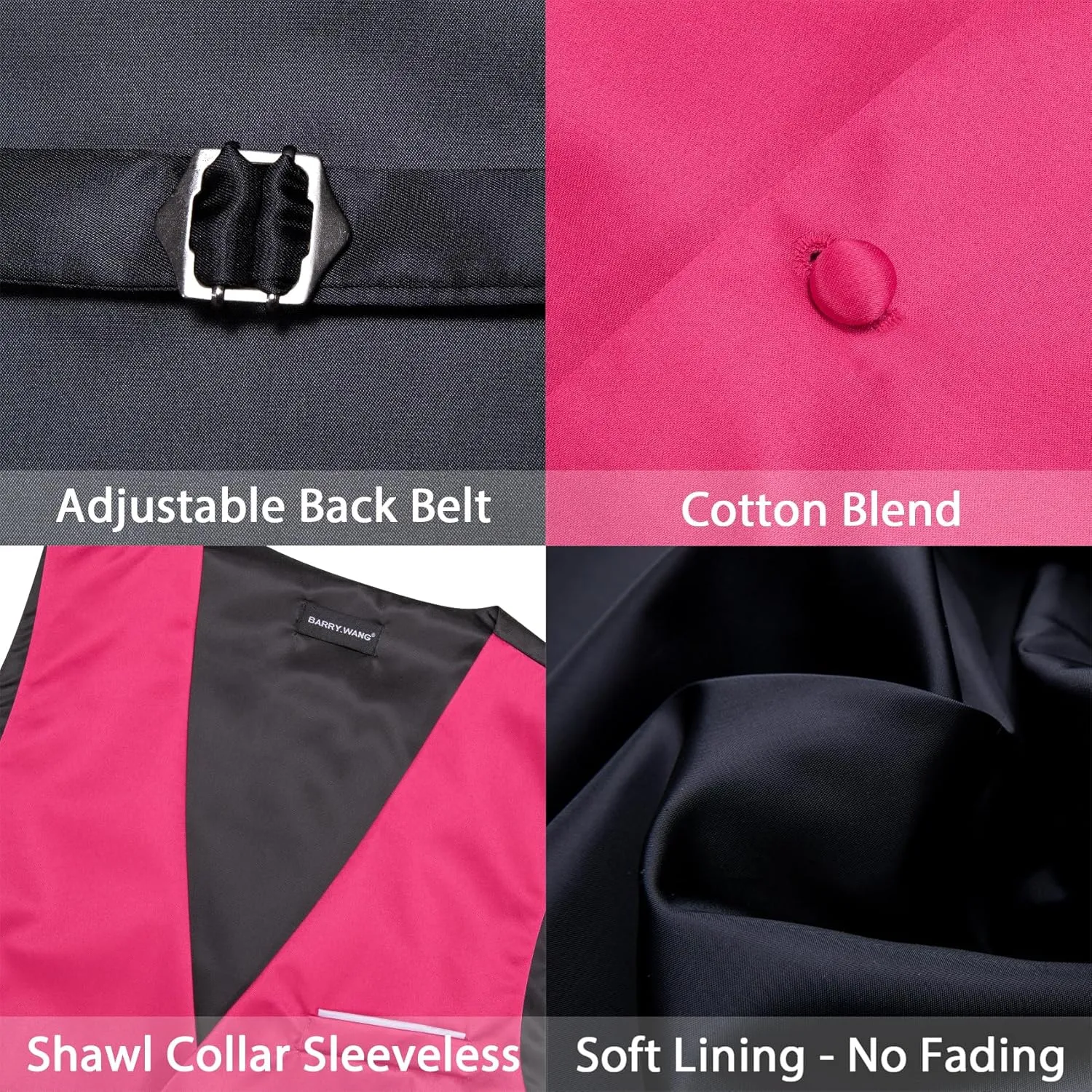 Barry.Wang Mens Suit Vest Bow Tie Set 4PCS Formal V-neck Slim Fit Casual Solid Color Waistcoat Wedding Party Tuxedo