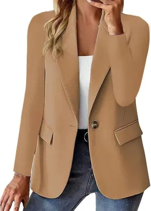 Blazers for Women Casual Business Lightweight Jacket Long Sleeve Single Button Cardigan Work Dressy Clothing