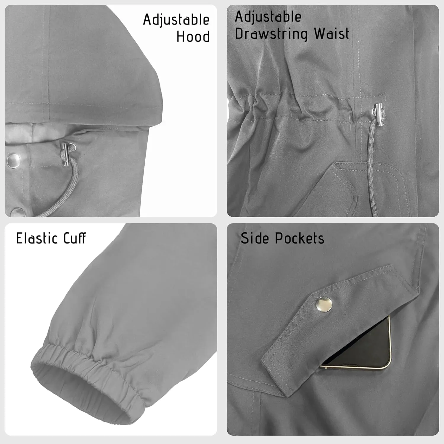 Bloggerlove Women's Rain Jacket Plus Size Lightweight Raincoat with Hood Waterproof Outdoor Windbreaker