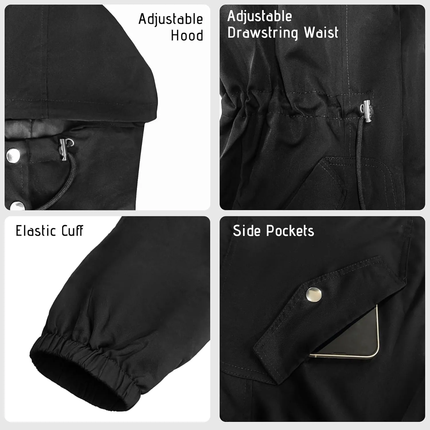 Bloggerlove Women's Rain Jacket Plus Size Lightweight Raincoat with Hood Waterproof Outdoor Windbreaker