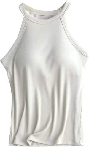 Camisole with Shelf Bra Women Tank Top with Shelf Bra Racerback Workout Yoga Tops Undershirt Basic Cami Tanks