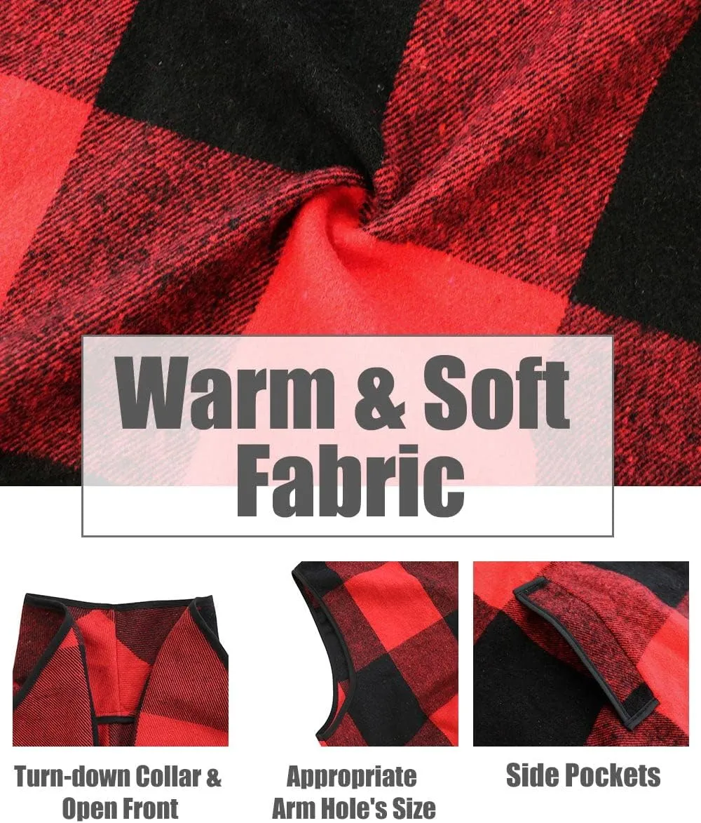 CARCOS Plus Size Women Vest Plaid Lapel Open Front Cardigan Buffalo Sleeveless Jacket Coat with Pockets XL-5XL