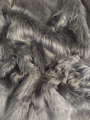 Charcoal Solid Shaggy Long Pile Faux Fur Fabric / 15 Yard Bolt