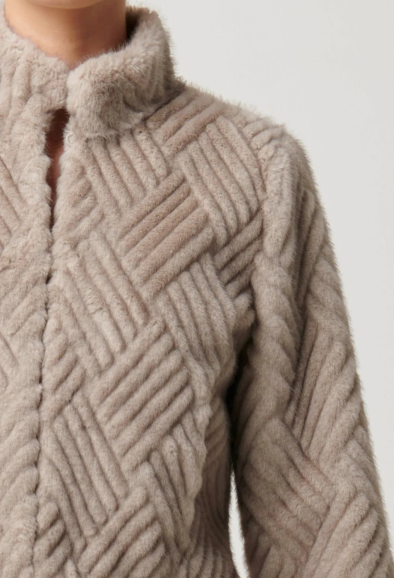 Clover Faux Fur Cropped Jacket in Oat