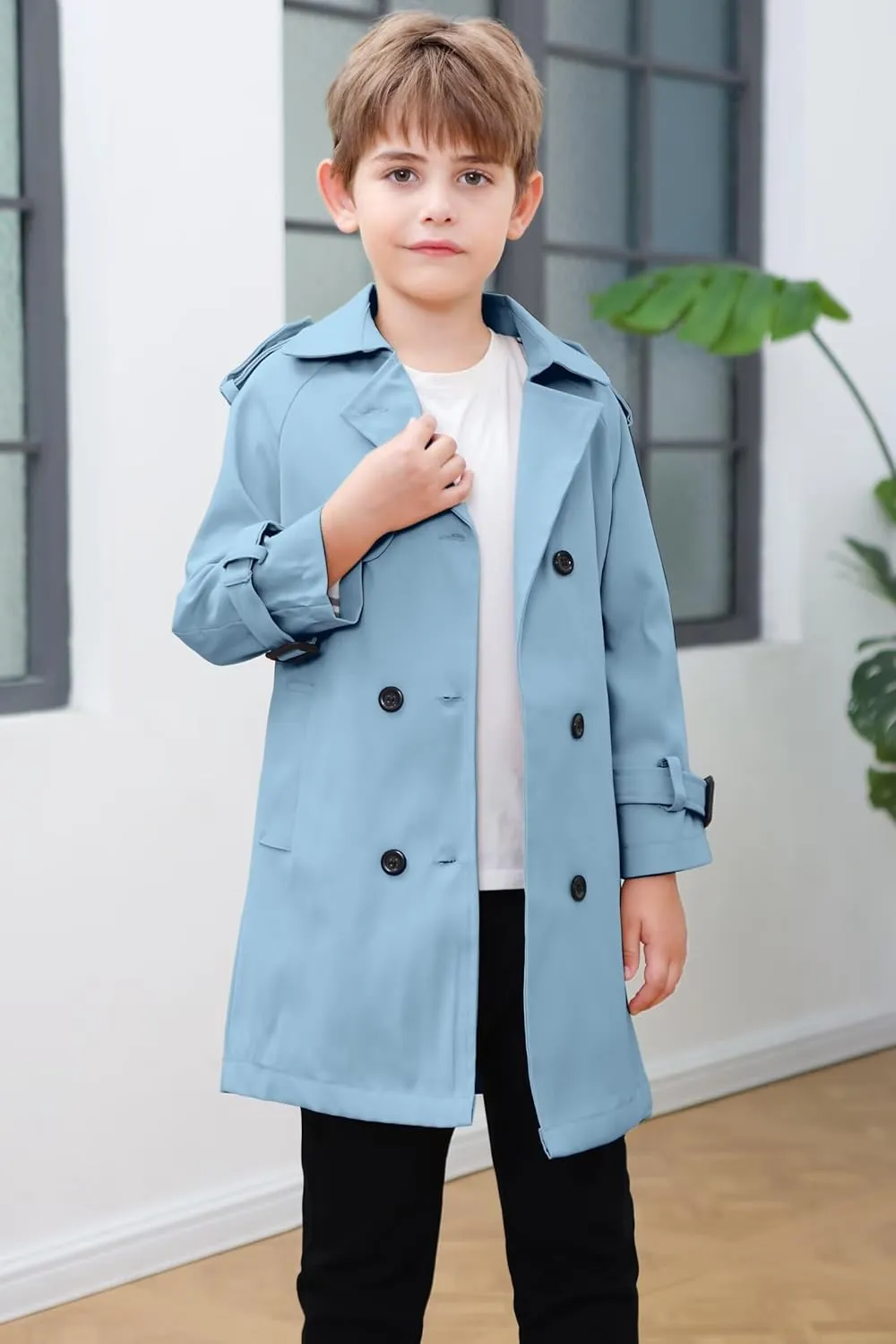 Cromoncent Kids Rain Jacket, Raincoats Lightweight Waterproof Trench Coat for Boys Girls