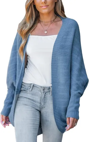 CUPSHE Women's 2024 Fall Cardigan Sweaters Open Front Long Batwing Sleeve Soft Knit Outwear Coat