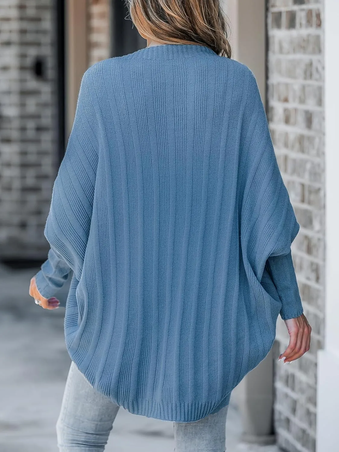 CUPSHE Women's 2024 Fall Cardigan Sweaters Open Front Long Batwing Sleeve Soft Knit Outwear Coat