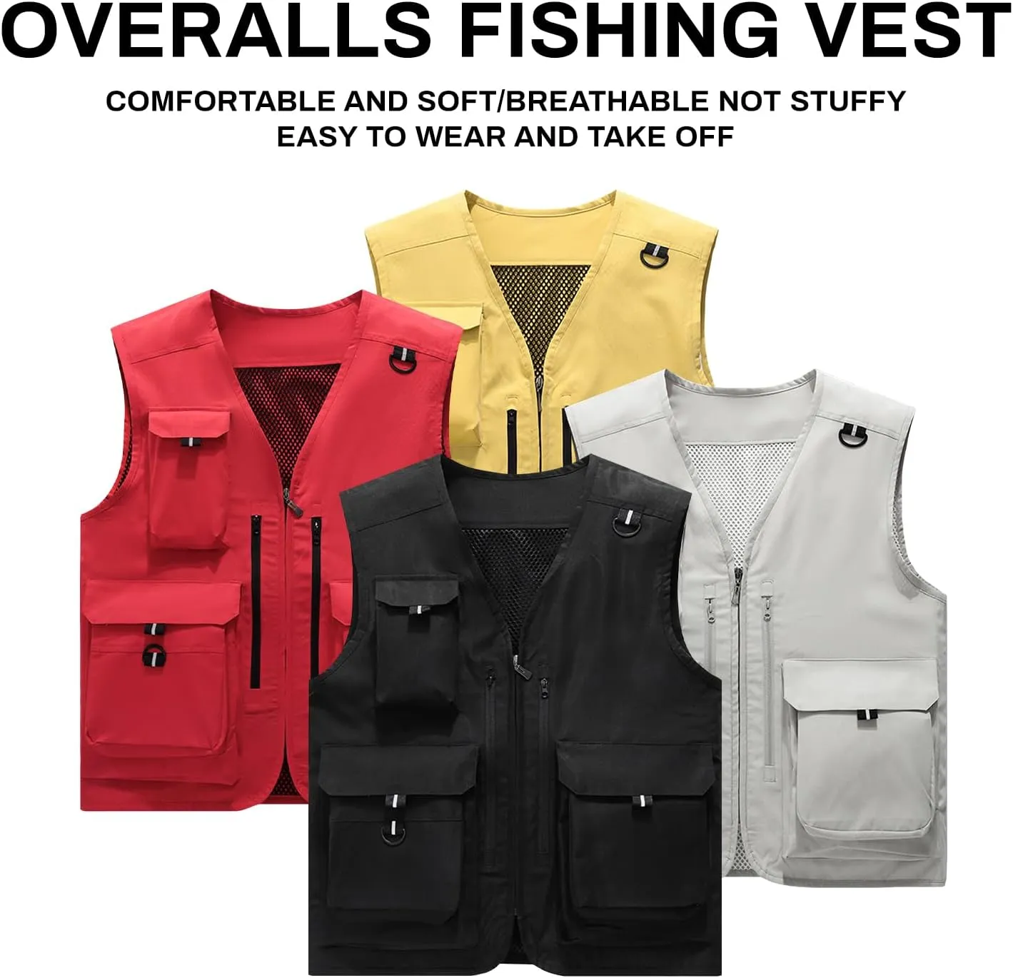 Custom Your Logo Mens Outdoor Work Vest for Fishing Lightweight Sleeveless with Multi Pocket Photography Teamwork