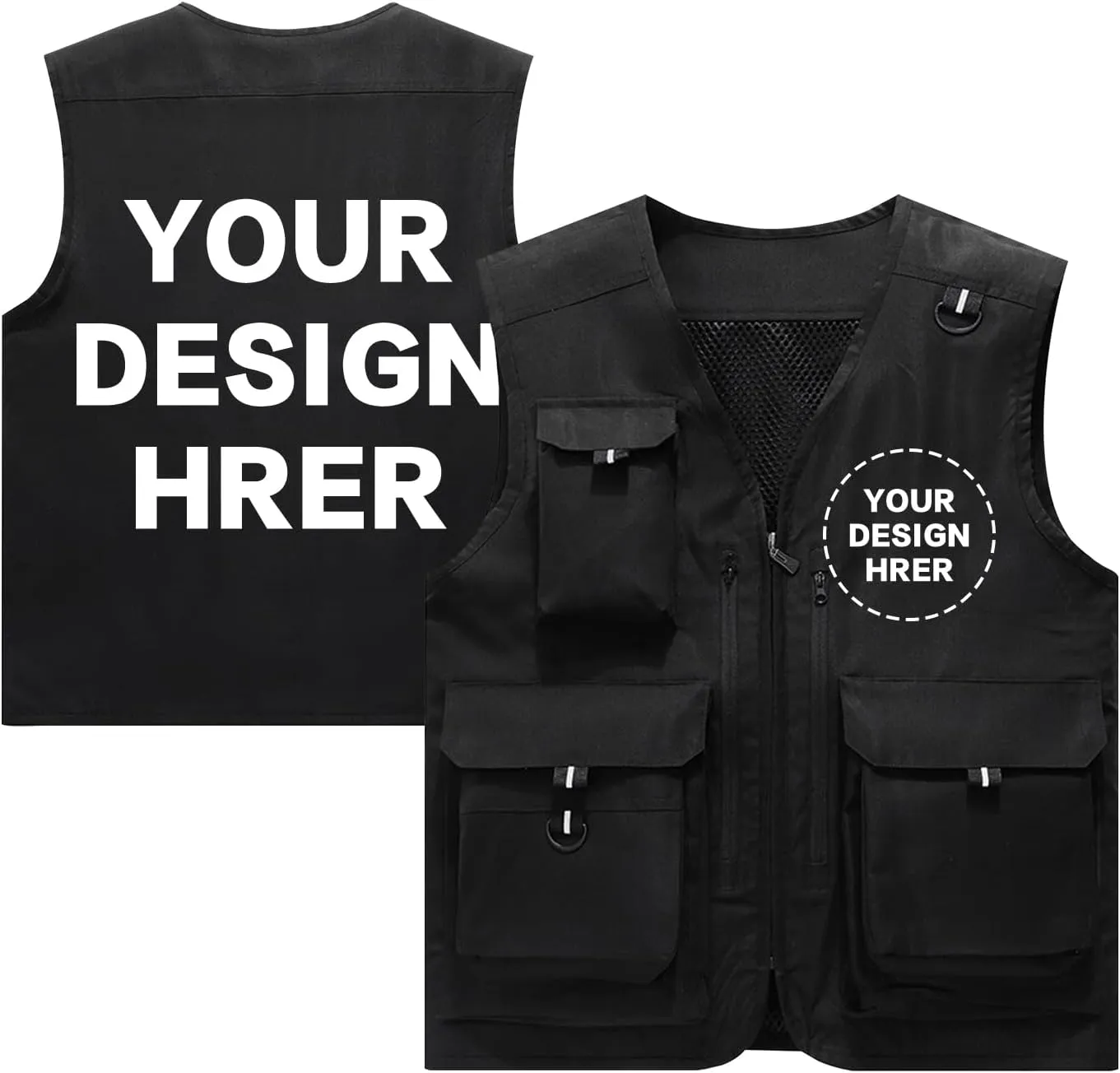 Custom Your Logo Mens Outdoor Work Vest for Fishing Lightweight Sleeveless with Multi Pocket Photography Teamwork