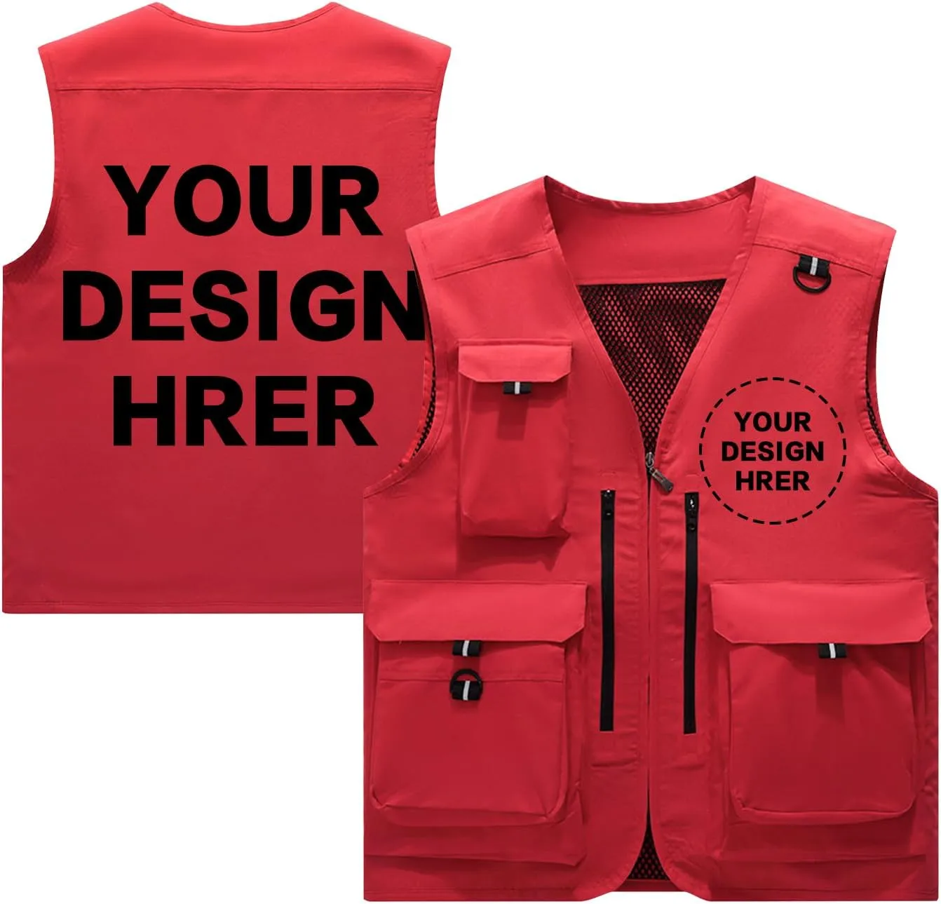 Custom Your Logo Mens Outdoor Work Vest for Fishing Lightweight Sleeveless with Multi Pocket Photography Teamwork