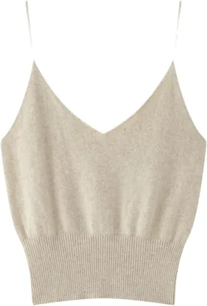 DBFBDTU Women Cashmere Vest Sleeveless Tank Tops Female Short Solid Soft V-Neck Camisole