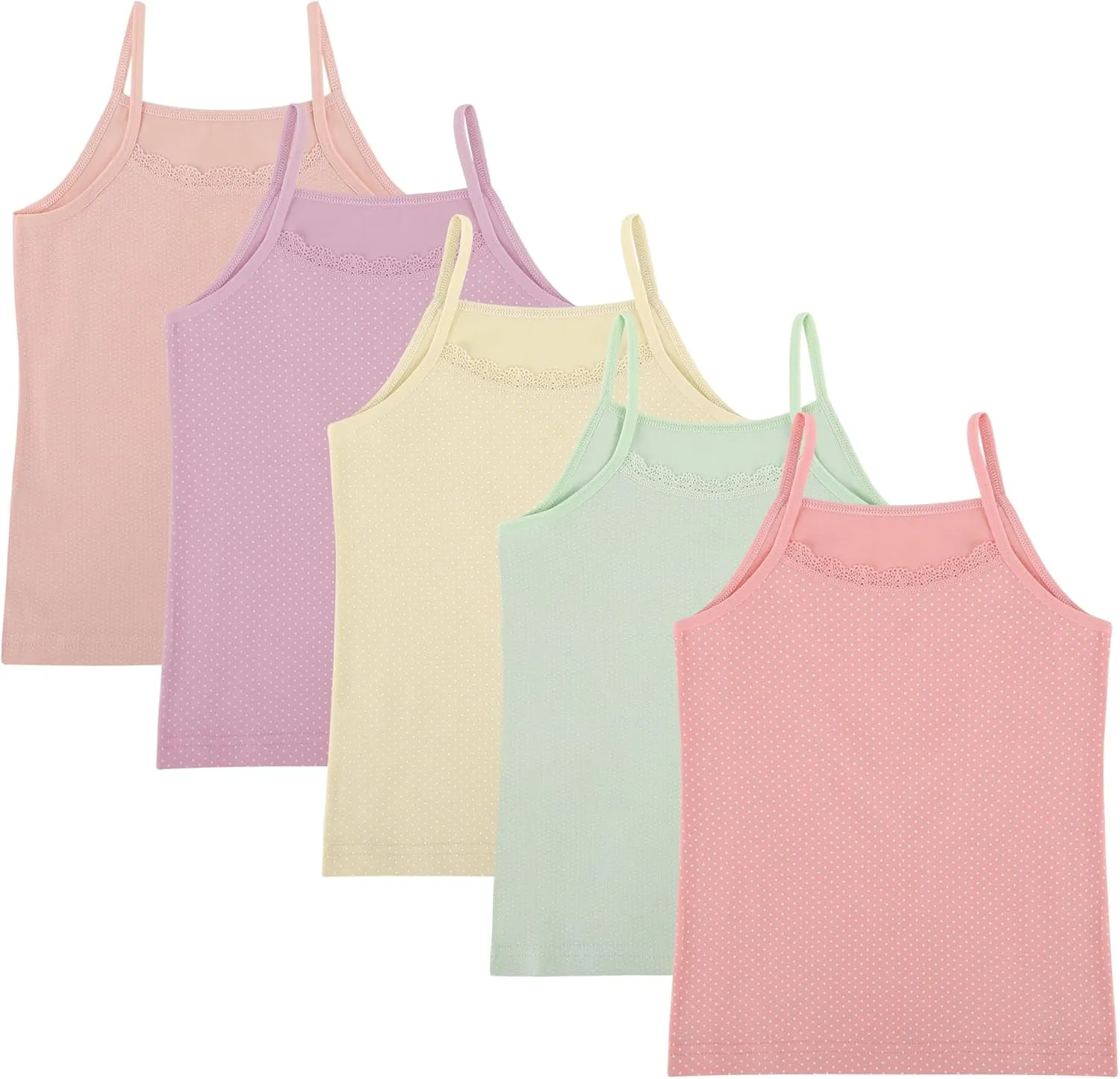 Donella Girls Camisole Undershirts Prints - Toddler Girls Cotton Cami 5 Pack