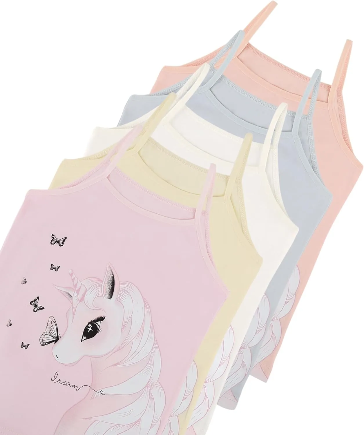 Donella Girls Camisole Undershirts Prints - Toddler Girls Cotton Cami 5 Pack