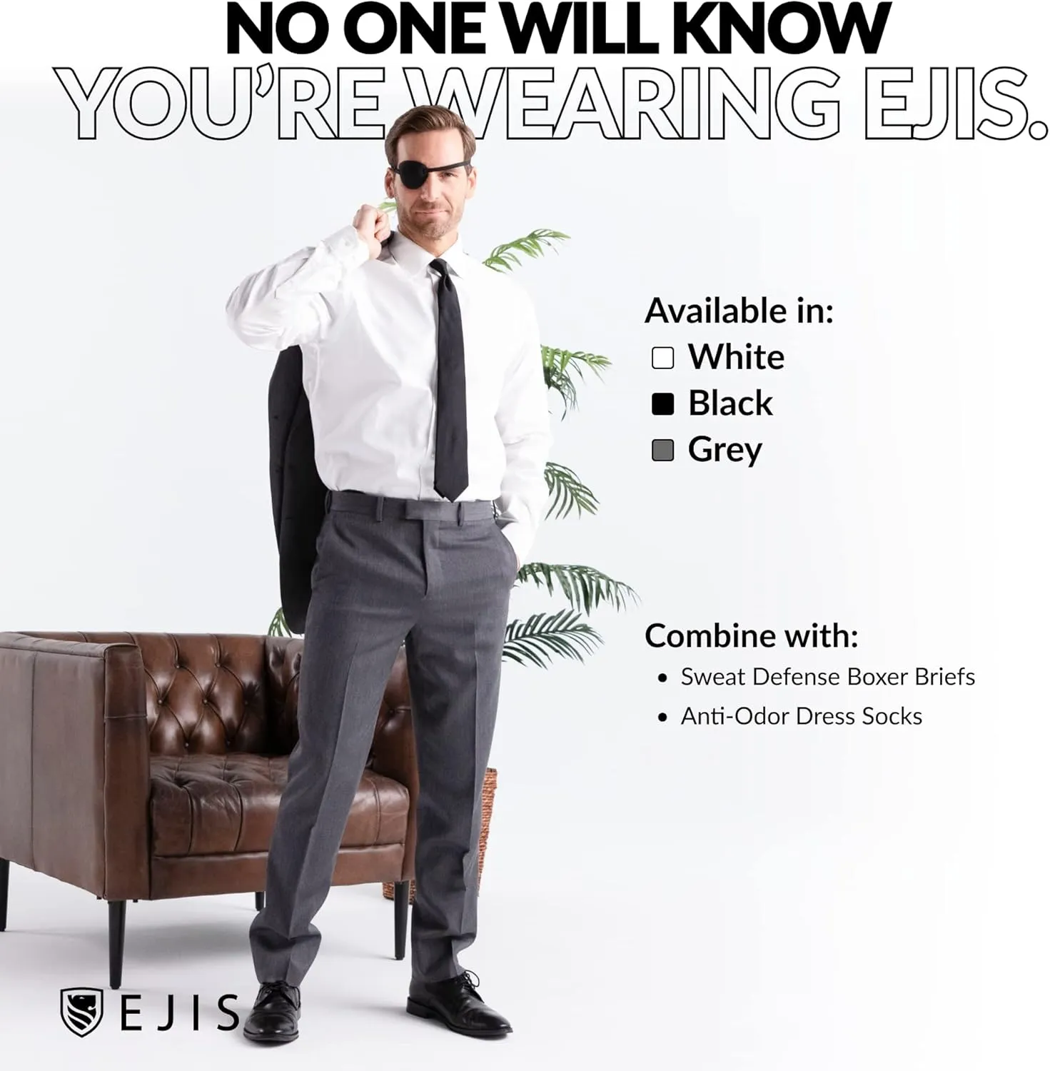 Ejis Sweatproof Undershirt for Men | V-Neck Cotton | Classic Fit T Shirt with Sweat Pads | Odor Resistant | Blocks Sweat