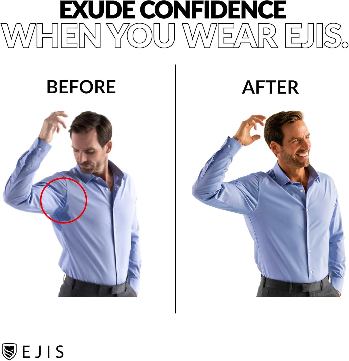 Ejis Sweatproof Undershirt for Men | V-Neck Cotton | Classic Fit T Shirt with Sweat Pads | Odor Resistant | Blocks Sweat