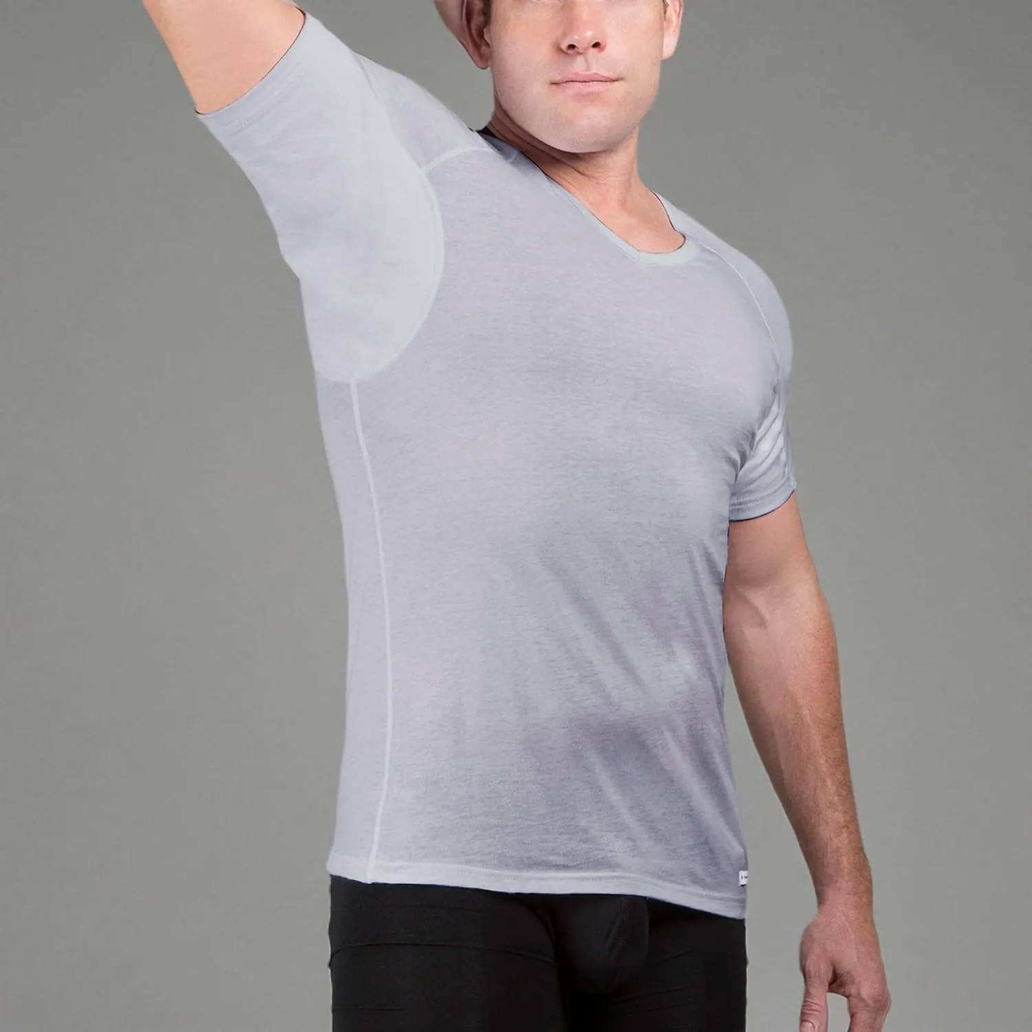 Ejis Sweatproof Undershirt for Men | V-Neck Cotton | Classic Fit T Shirt with Sweat Pads | Odor Resistant | Blocks Sweat