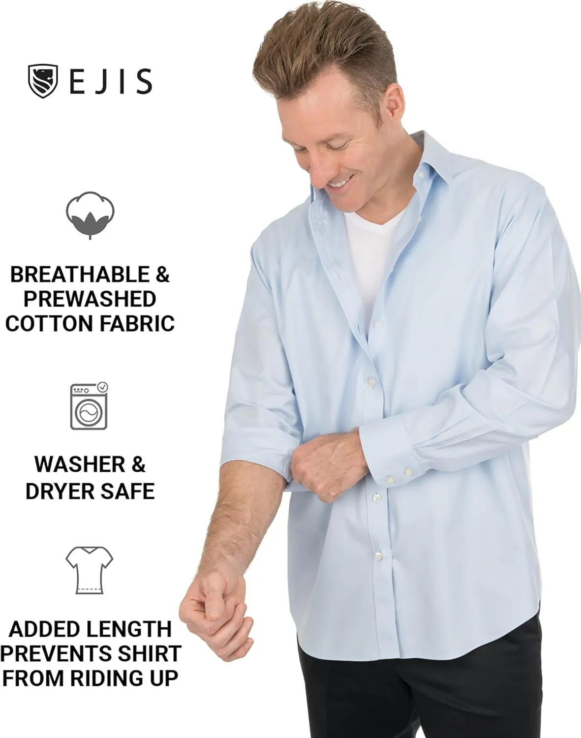 Ejis Sweatproof Undershirt for Men | V-Neck Cotton | Classic Fit T Shirt with Sweat Pads | Odor Resistant | Blocks Sweat