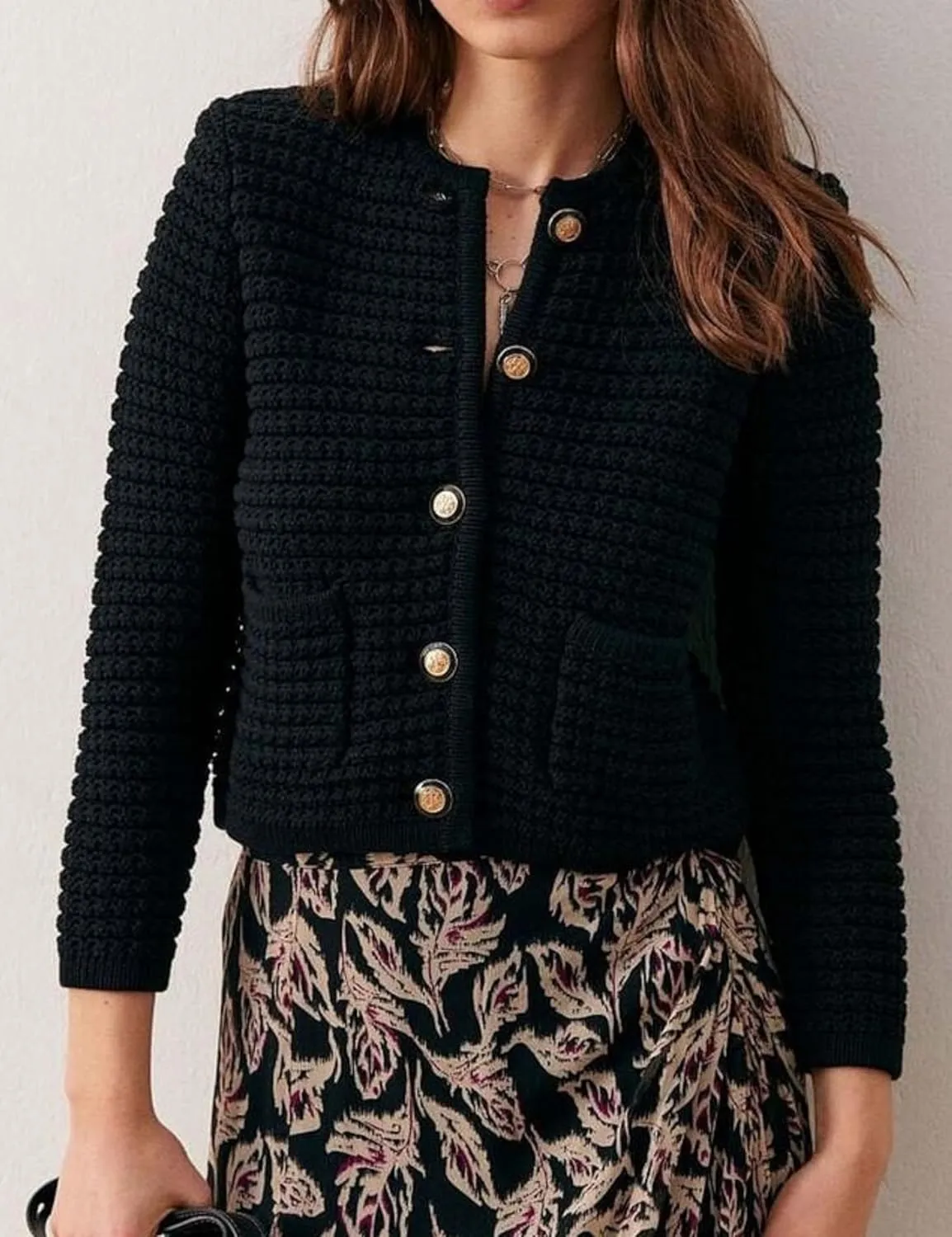 Esmeling Womens Crew Neck Button Knit Cardigan Sweaters Long Sleeve Fall Lightweight Cardigans Outerwear with Pockets