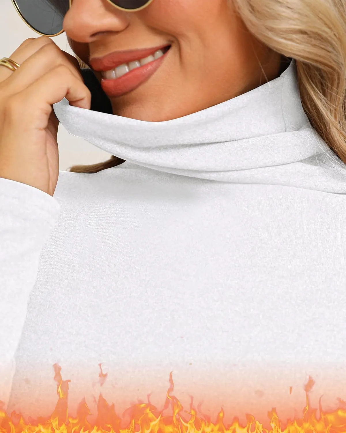 Ficerd 3 Pack Women's Turtleneck Long Sleeve Shirts Thermal Lightweight Base Layer Undershirts Slim Fit Casual Tops