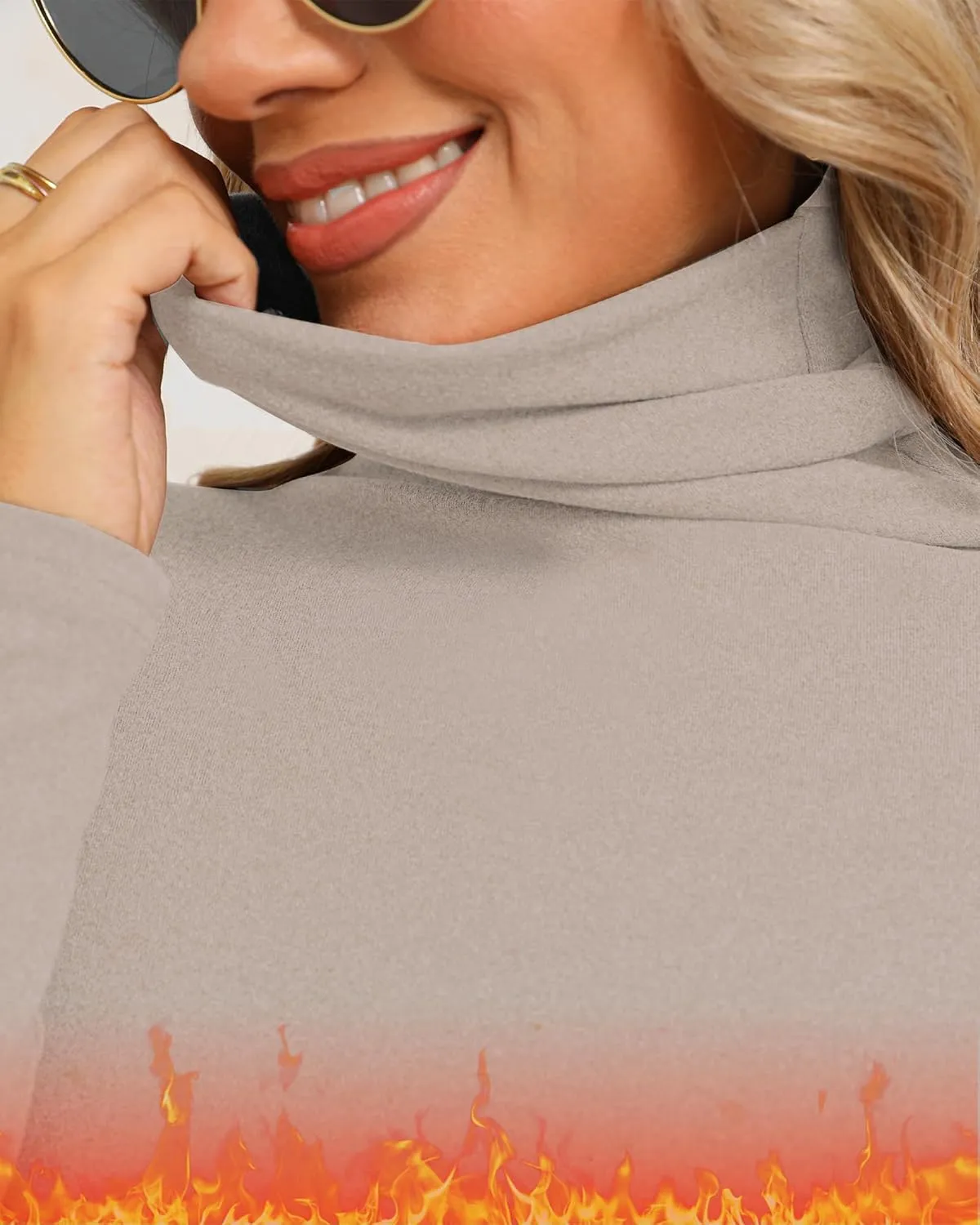 Ficerd 3 Pack Women's Turtleneck Long Sleeve Shirts Thermal Lightweight Base Layer Undershirts Slim Fit Casual Tops