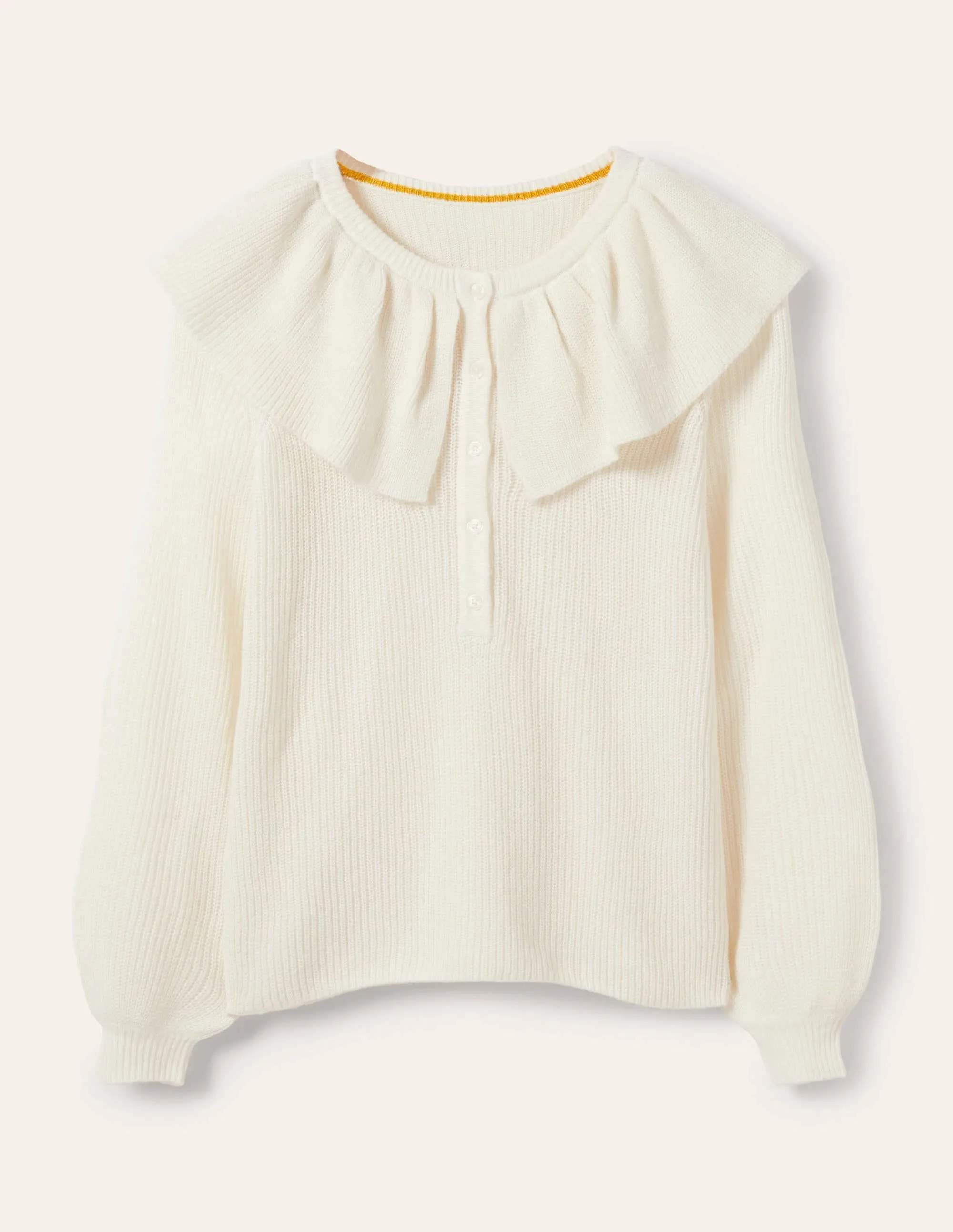 Fluffy Frill Collar Jumper-Ivory