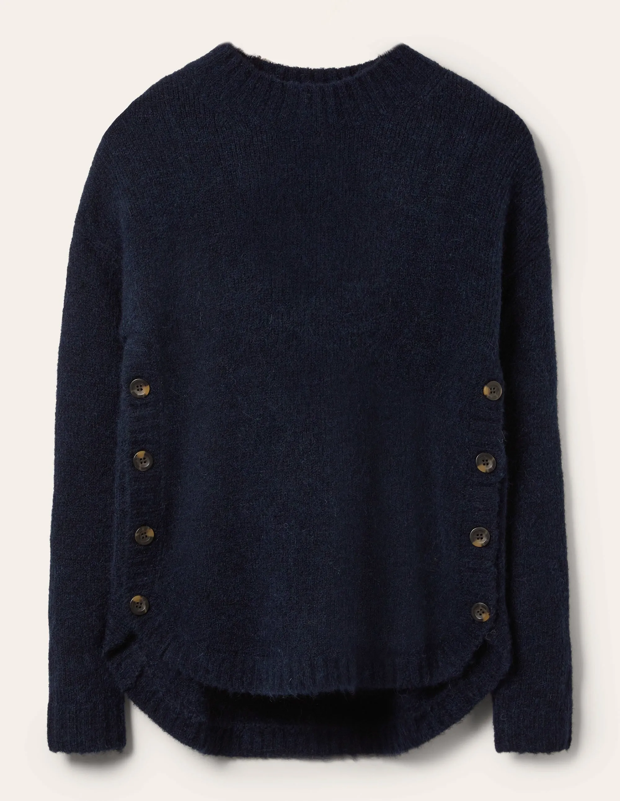 Fluffy Side Button Jumper-Navy