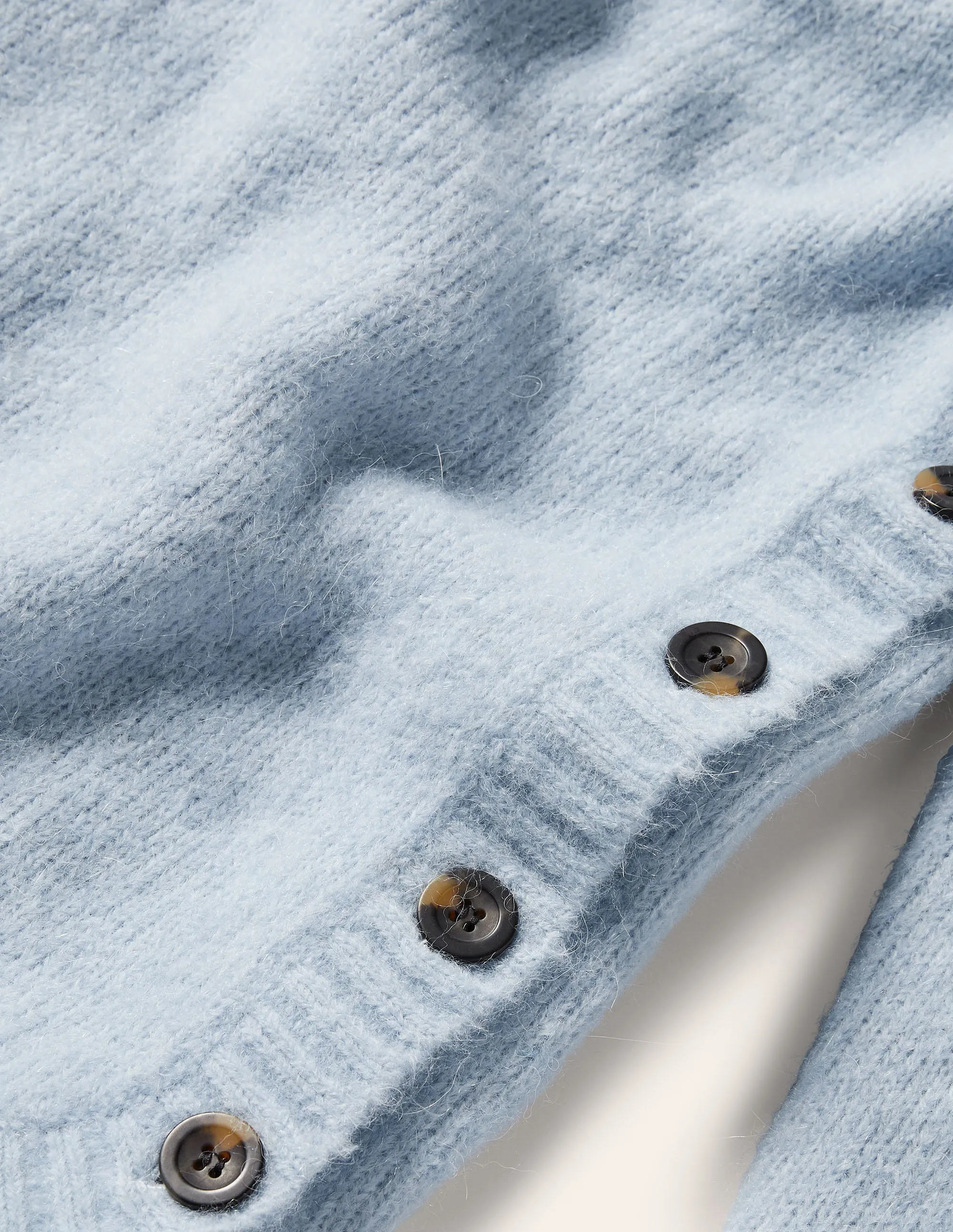 Fluffy Side Button Jumper-Surf