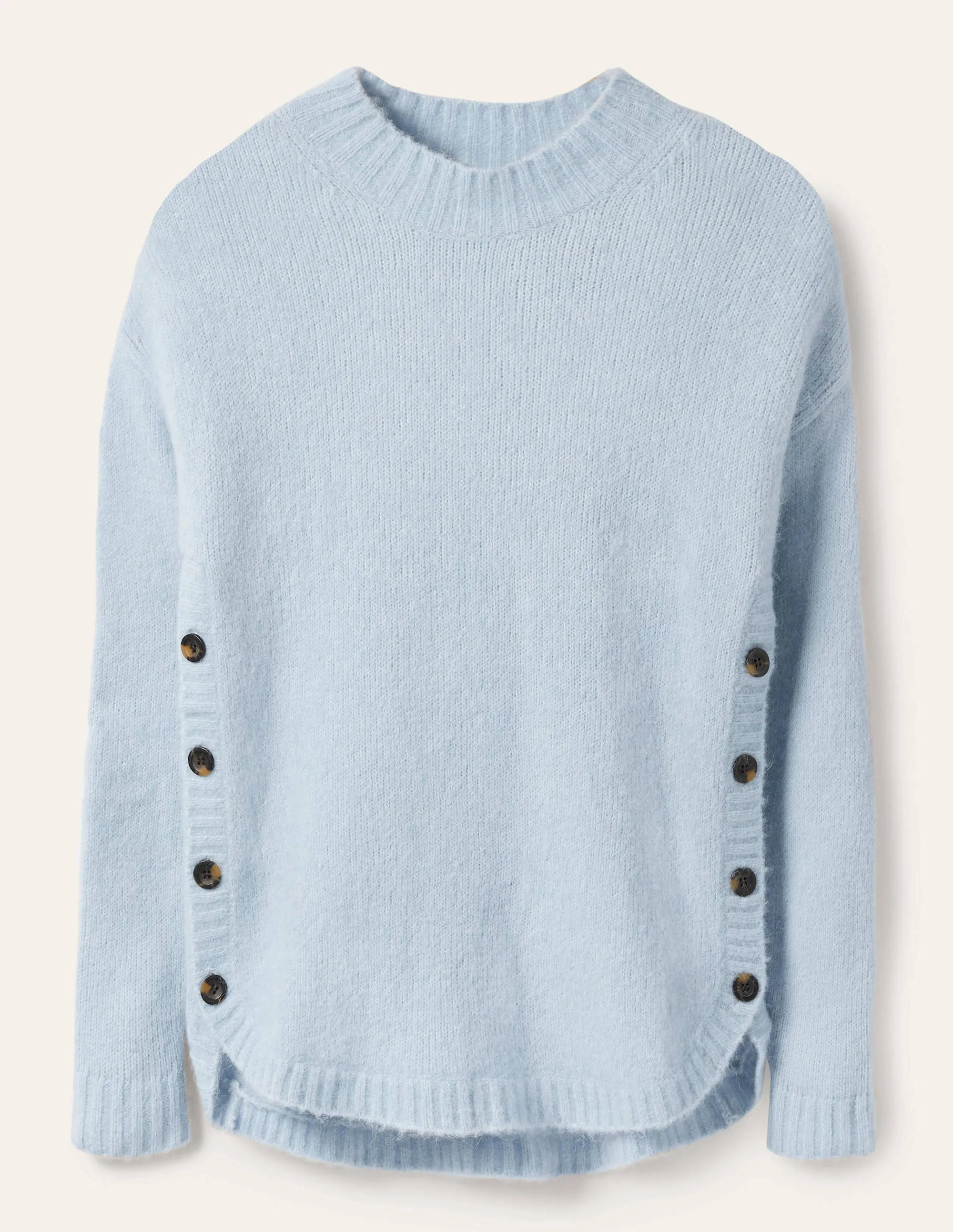 Fluffy Side Button Jumper-Surf