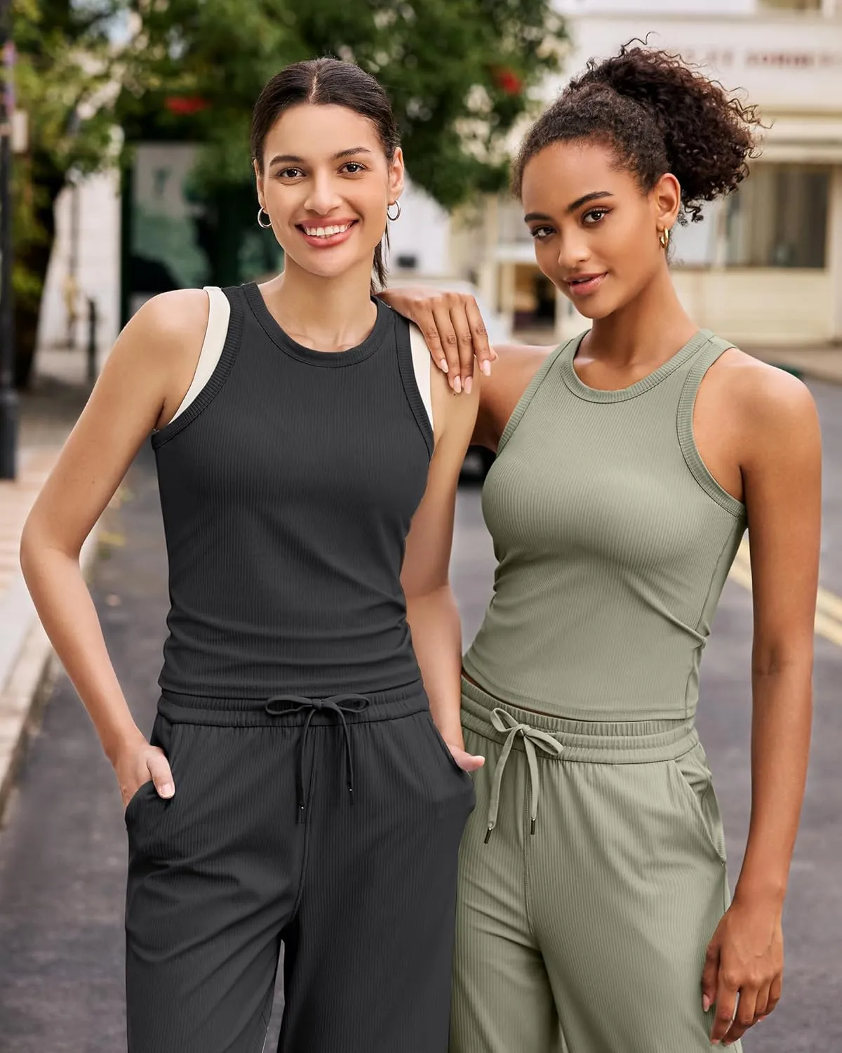 G4Free Workout Tank Tops for Women Slim Fitted Racerback Ribbed Athletic Gym Yoga Tanks Summer Casual