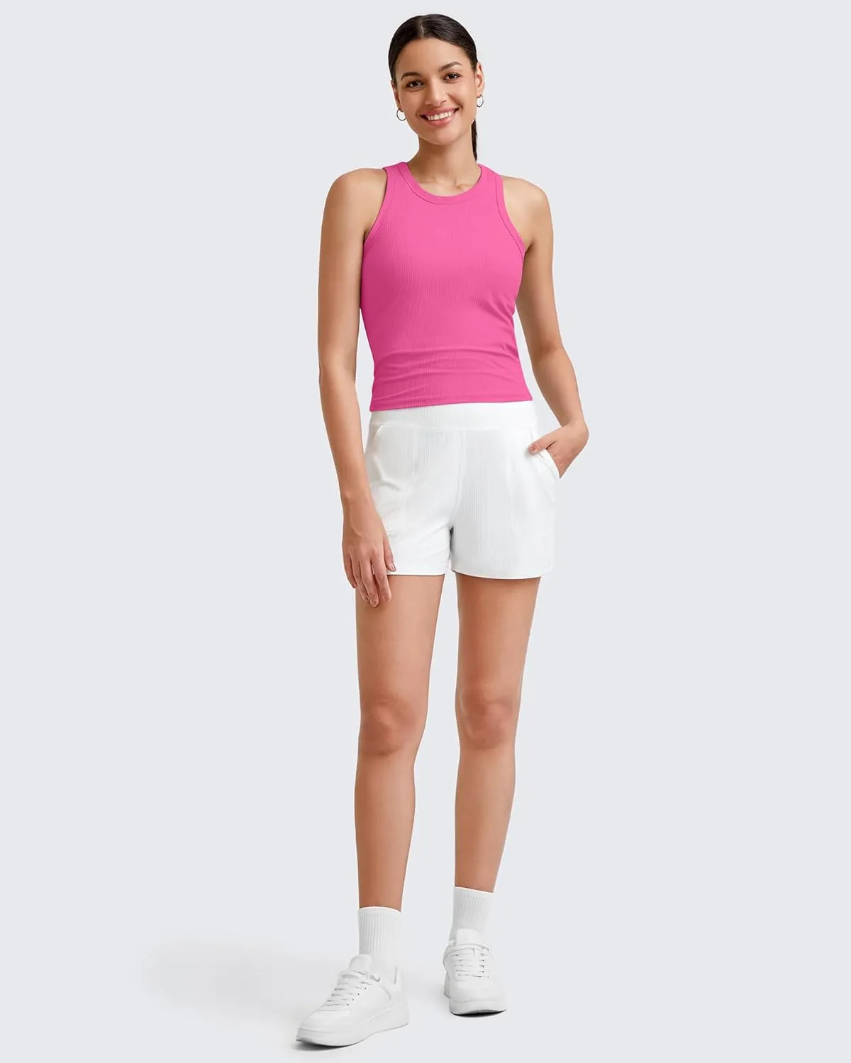 G4Free Workout Tank Tops for Women Slim Fitted Racerback Ribbed Athletic Gym Yoga Tanks Summer Casual