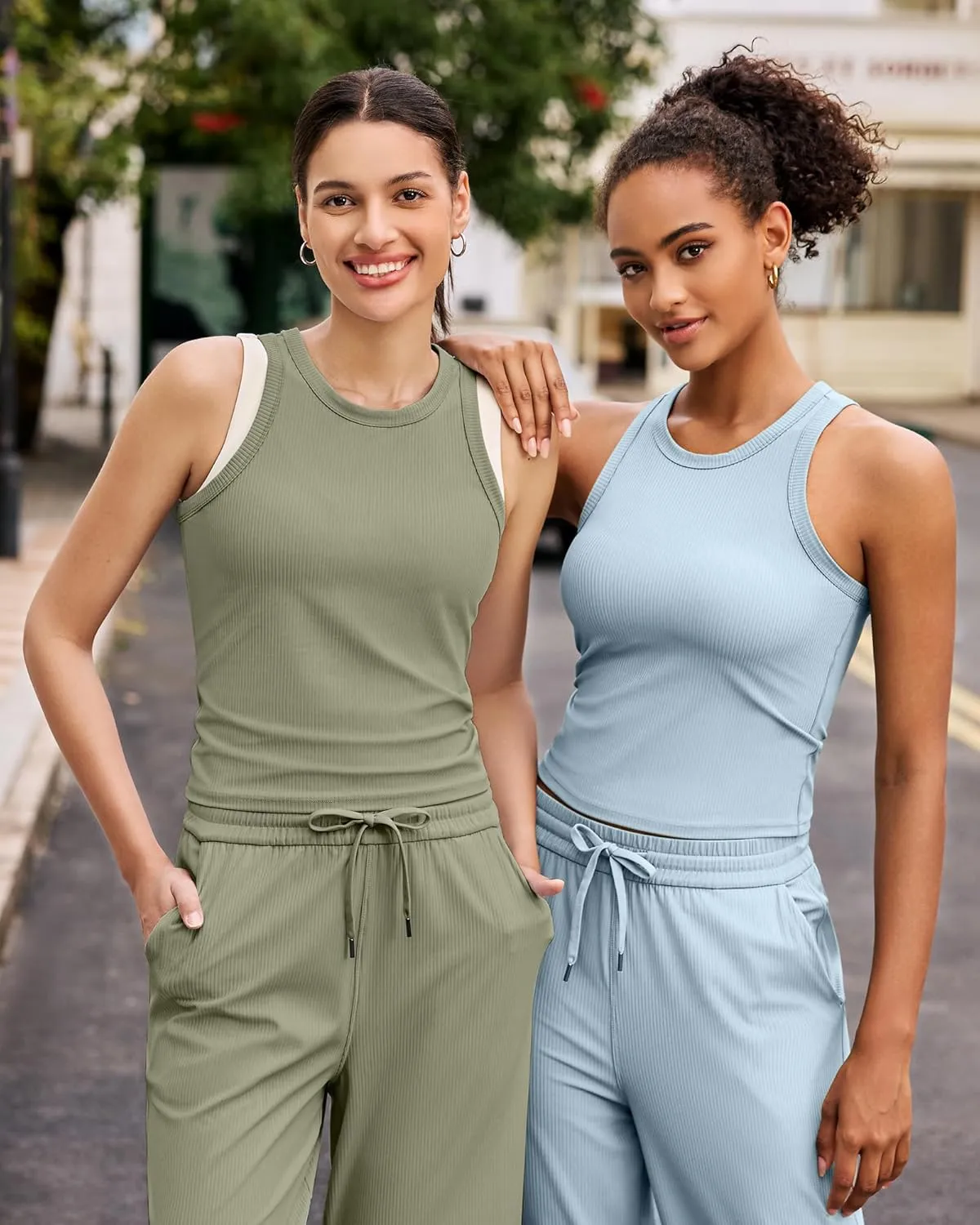 G4Free Workout Tank Tops for Women Slim Fitted Racerback Ribbed Athletic Gym Yoga Tanks Summer Casual