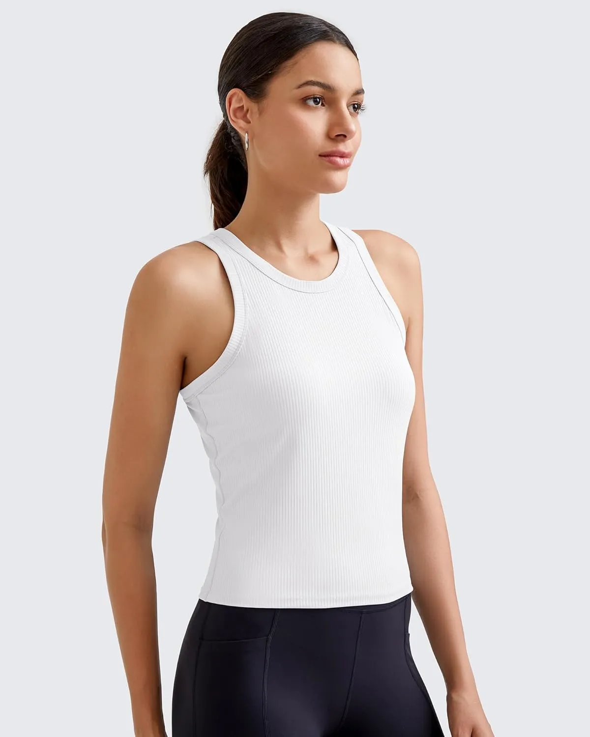 G4Free Workout Tank Tops for Women Slim Fitted Racerback Ribbed Athletic Gym Yoga Tanks Summer Casual