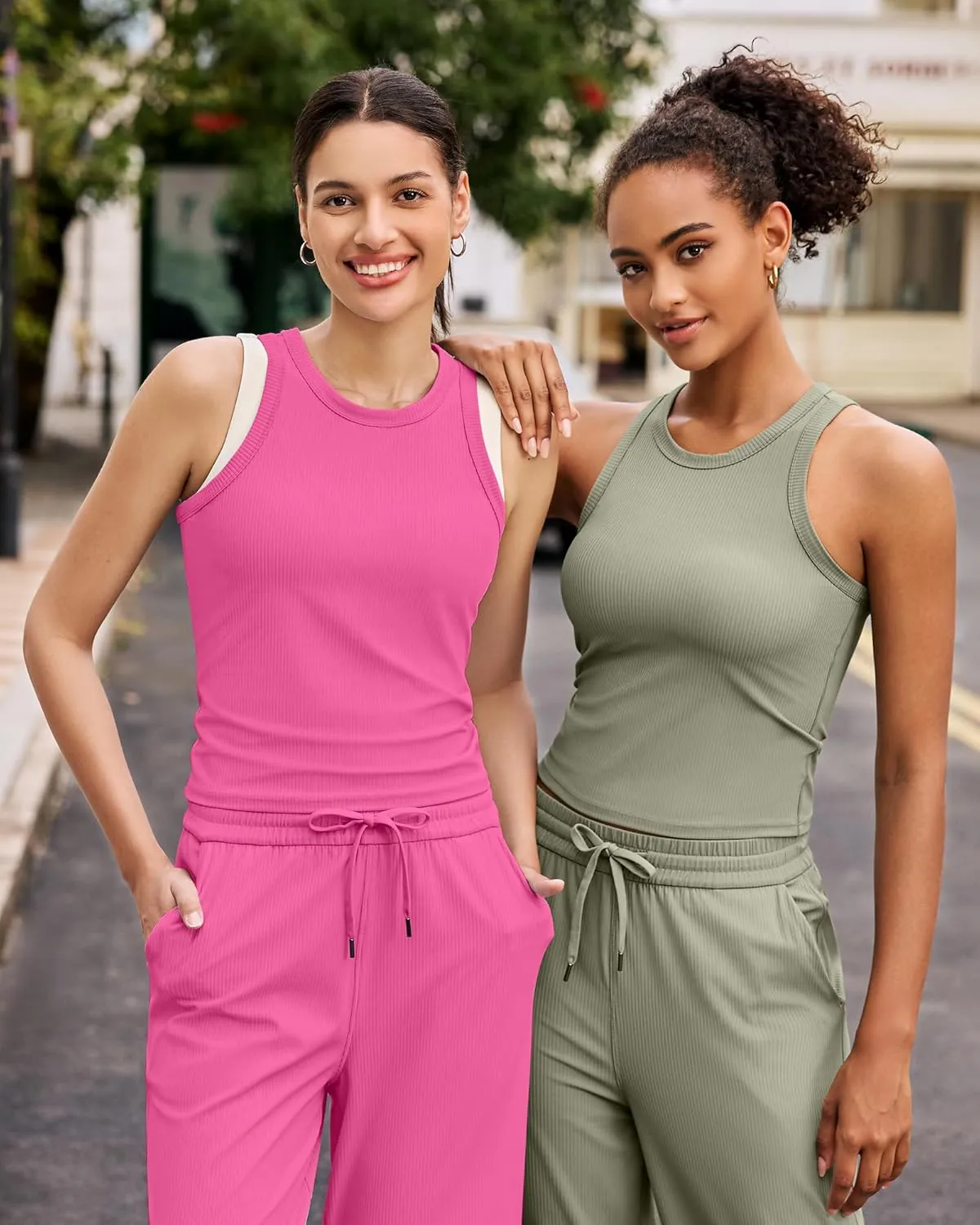 G4Free Workout Tank Tops for Women Slim Fitted Racerback Ribbed Athletic Gym Yoga Tanks Summer Casual