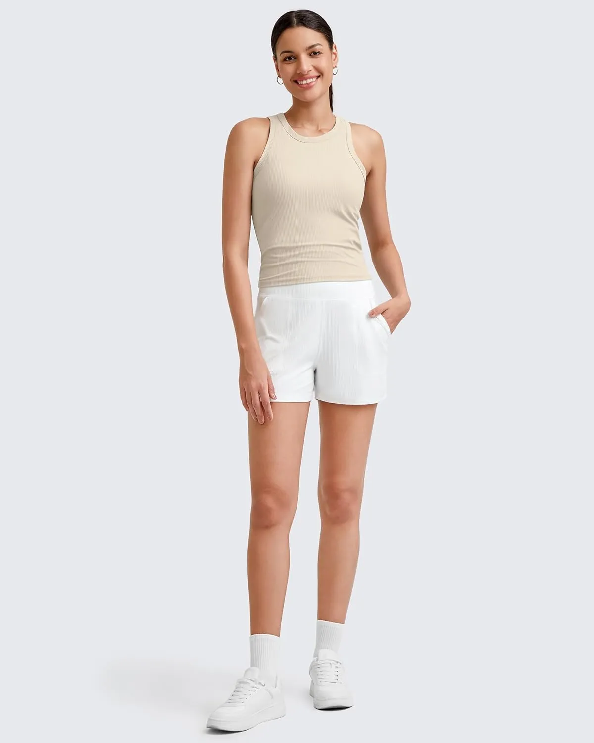 G4Free Workout Tank Tops for Women Slim Fitted Racerback Ribbed Athletic Gym Yoga Tanks Summer Casual