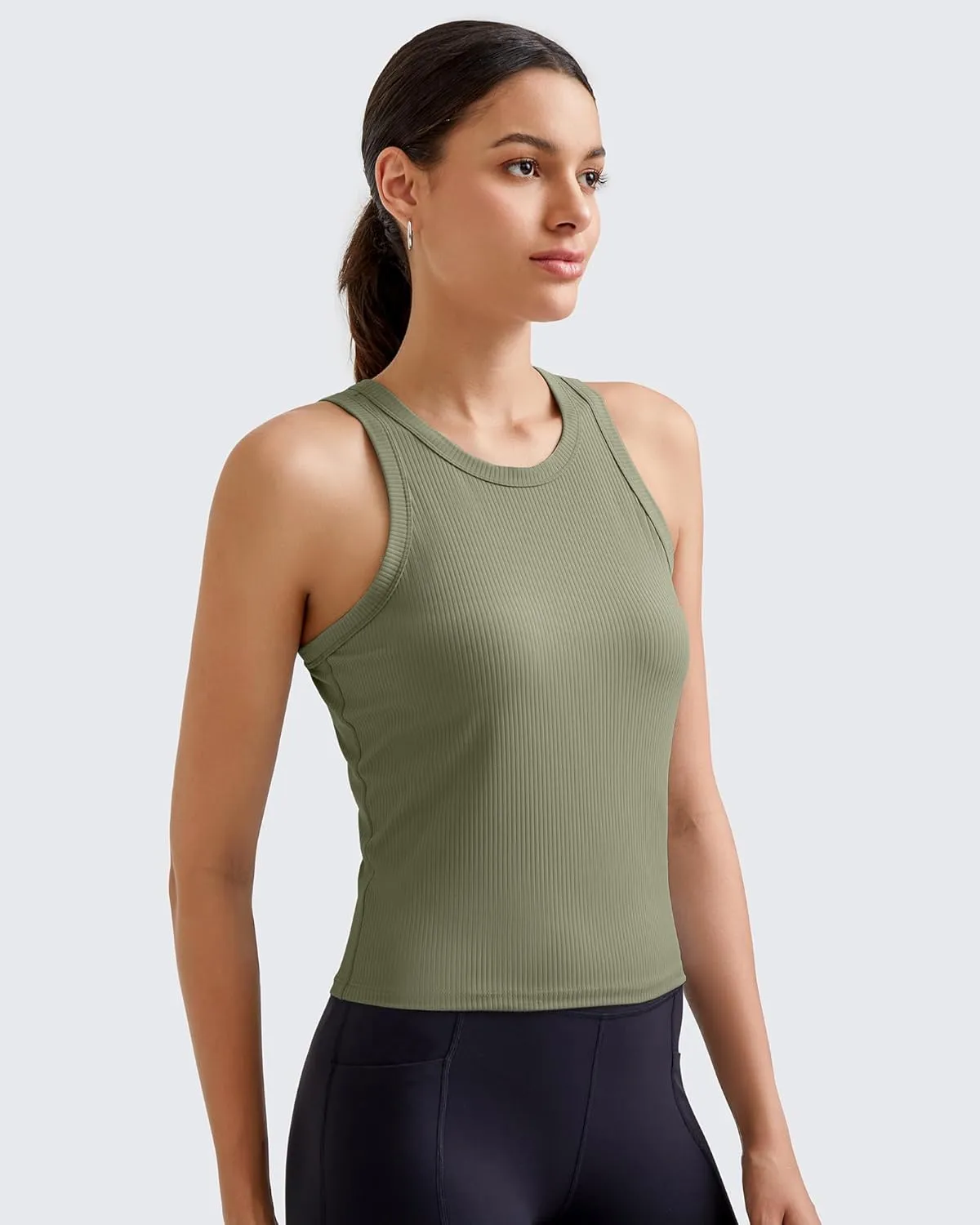 G4Free Workout Tank Tops for Women Slim Fitted Racerback Ribbed Athletic Gym Yoga Tanks Summer Casual