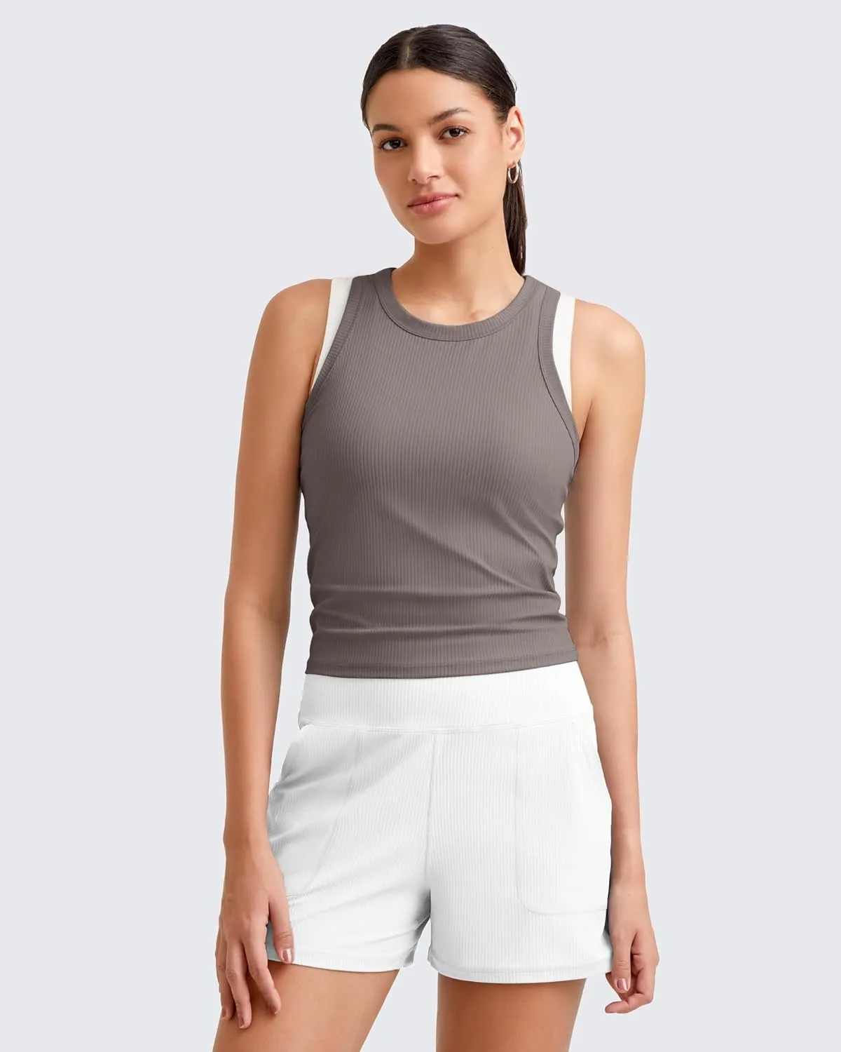 G4Free Workout Tank Tops for Women Slim Fitted Racerback Ribbed Athletic Gym Yoga Tanks Summer Casual