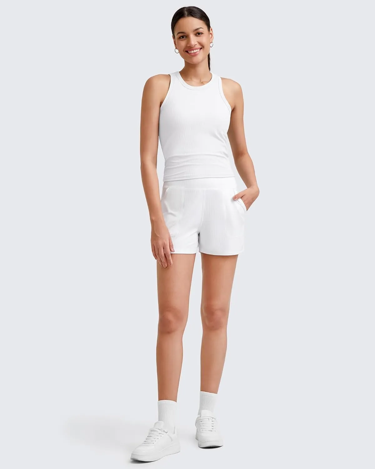 G4Free Workout Tank Tops for Women Slim Fitted Racerback Ribbed Athletic Gym Yoga Tanks Summer Casual