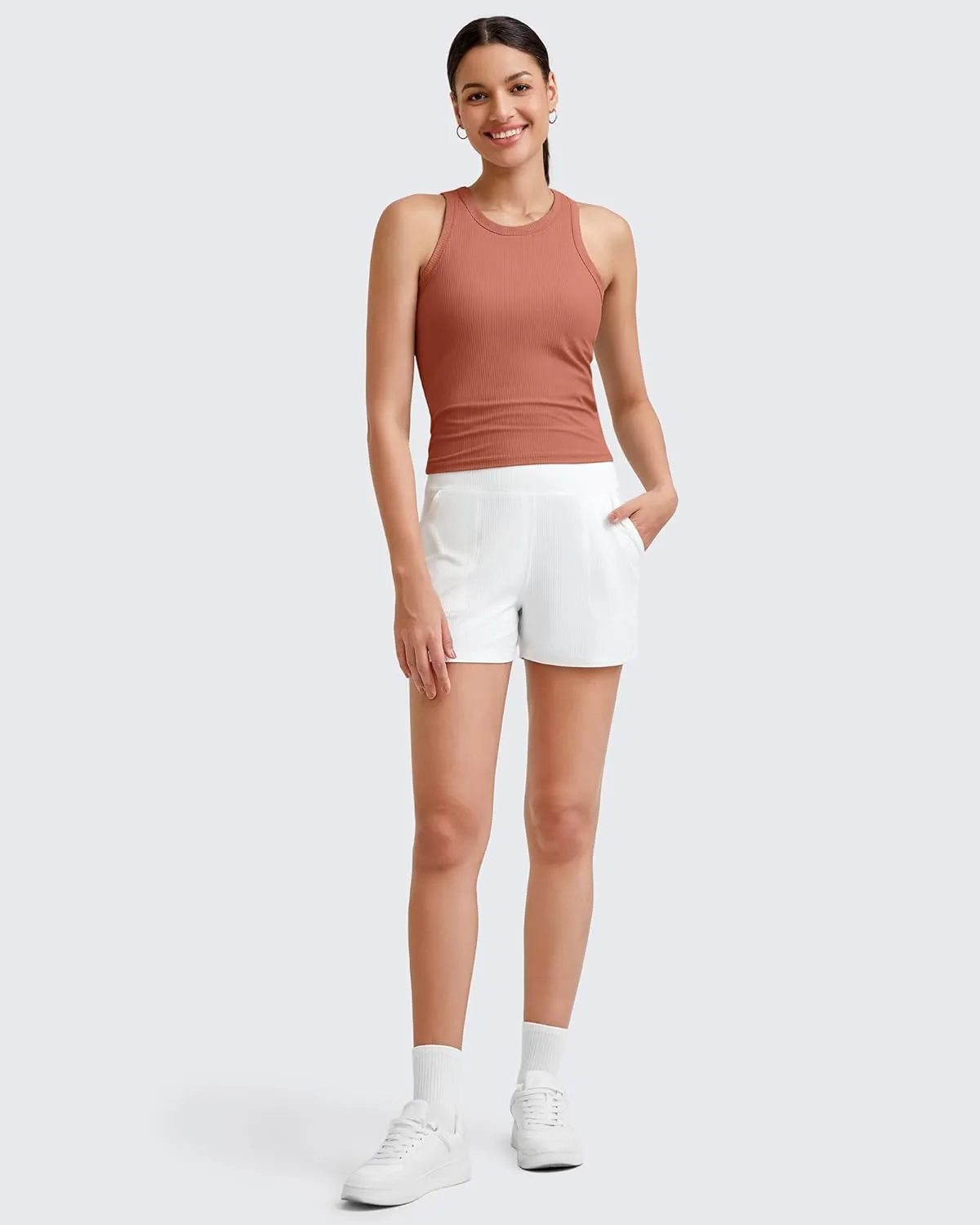 G4Free Workout Tank Tops for Women Slim Fitted Racerback Ribbed Athletic Gym Yoga Tanks Summer Casual