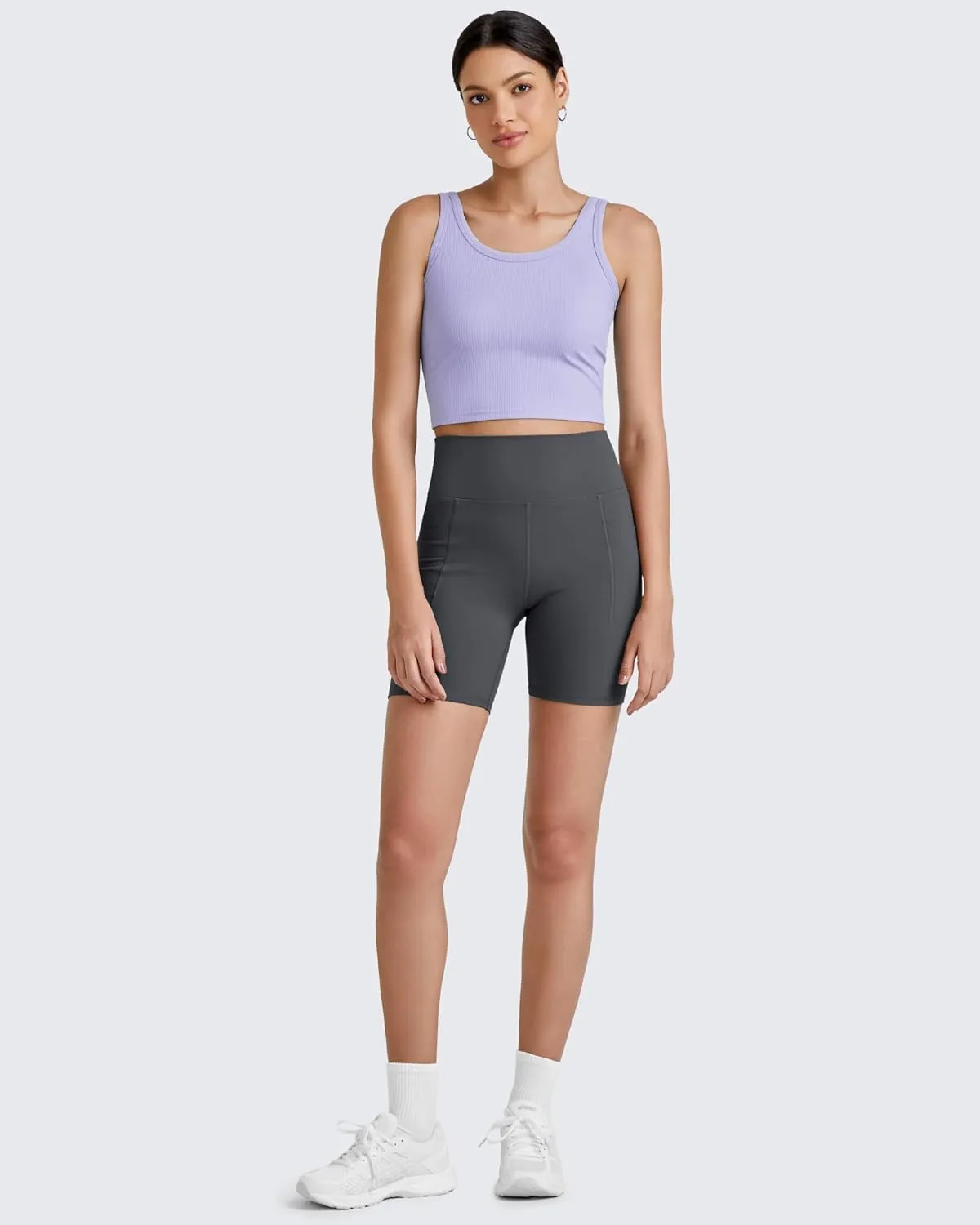 G4Free Workout Tank Tops for Women Slim Fitted U Neck Ribbed Athletic Gym Yoga Cropped Tanks Summer Casual