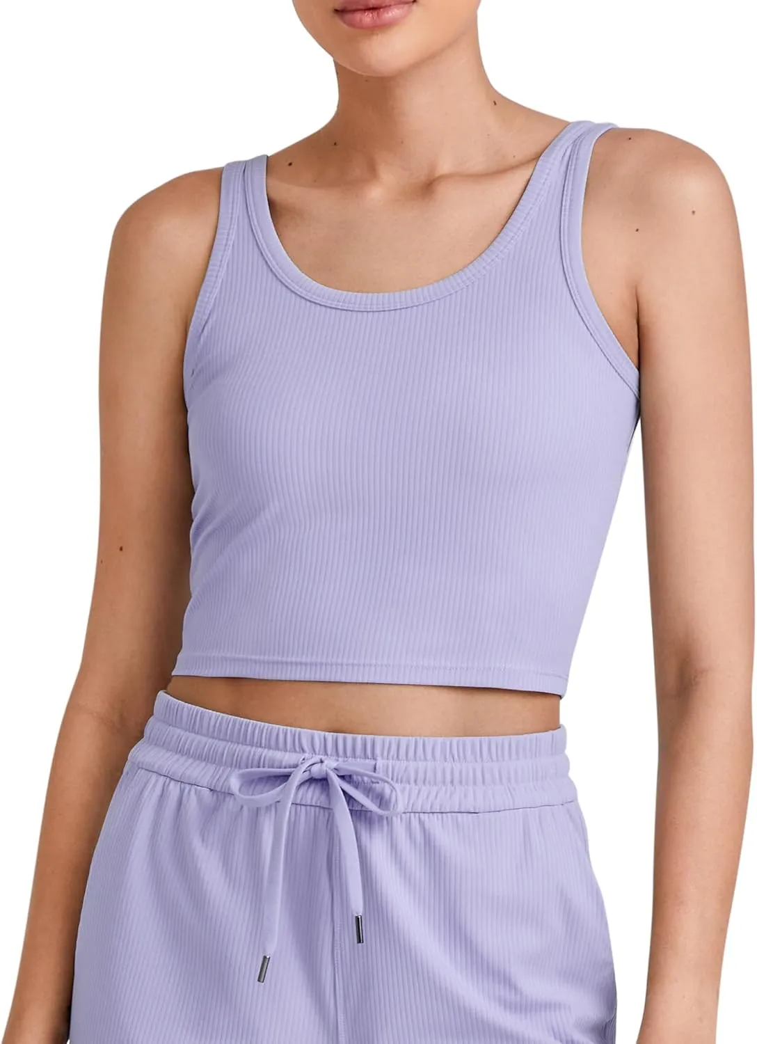 G4Free Workout Tank Tops for Women Slim Fitted U Neck Ribbed Athletic Gym Yoga Cropped Tanks Summer Casual